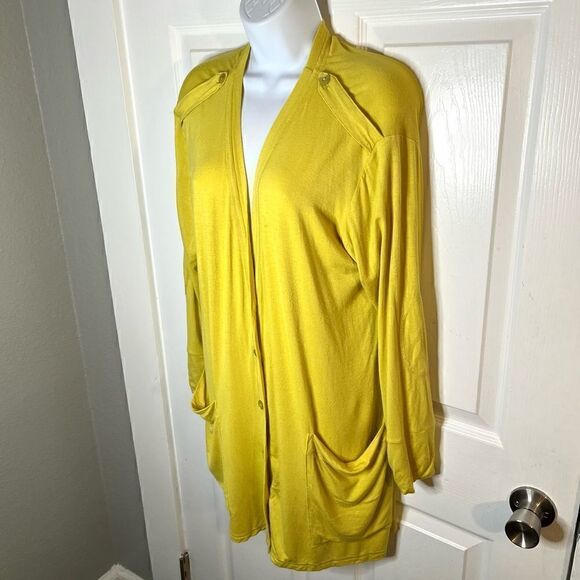 Des Rey South Africa Long Sleeve Knit Cardigan Chartreuse Yellow 38 (U.S. 10) - Picture 3 of 9